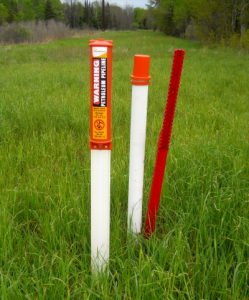 red marking stakes